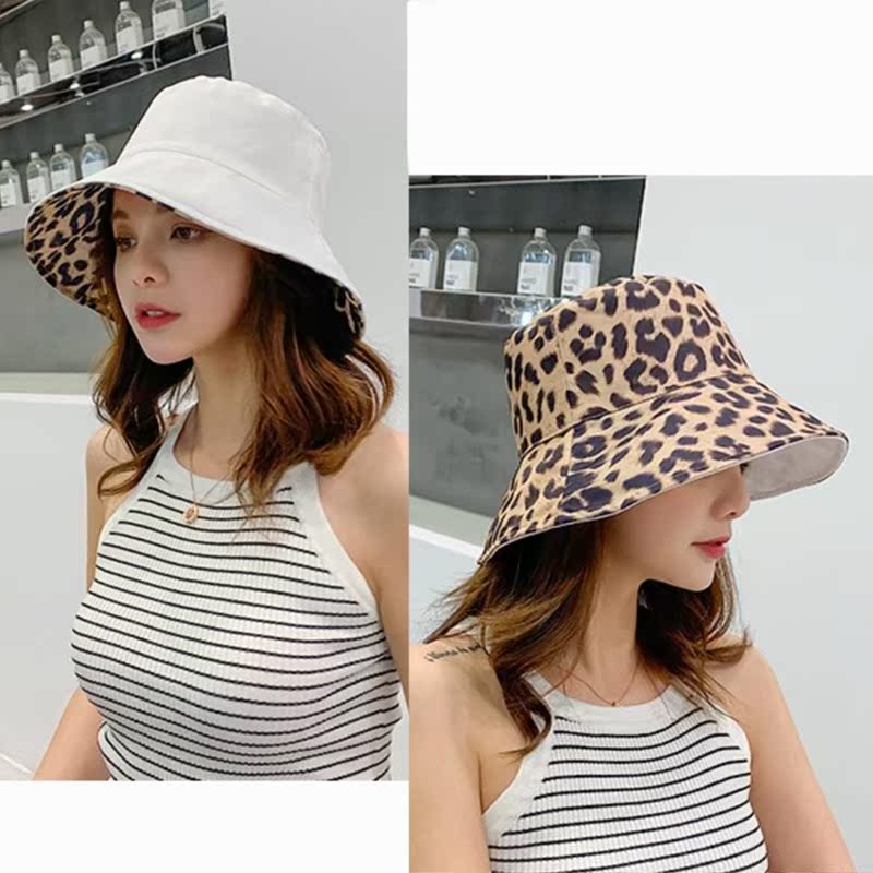Women Leopard Print Bucket Comfortable Breathe Foldable Men
