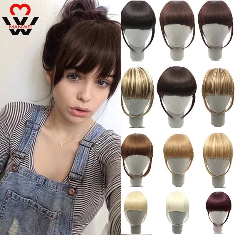 Black Brown Blonde Fake Fringe Clip In Bangs Hair Extensions