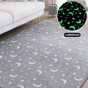 Thick Carpet for Living Room Luminous Plush Rug Children Bed
