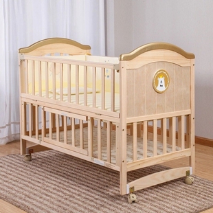 Crib solid wood unpainted baby bb bed cradle bed multifuncti