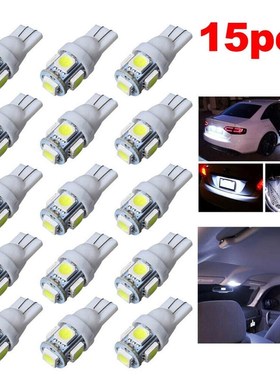 15Pcs T10 LED Car Light Bulb White 5050 5SMD Wedge 1W 80LM19