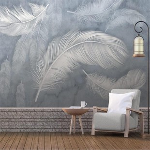 Custom wallpaper 3d Nordic HD hand painted feather modern m