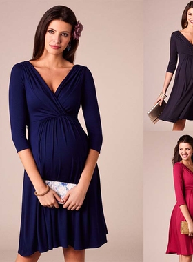 Vestido de maternidade com cintura alta, vestido de algod?o