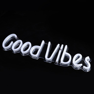 LED Neon Light Good Vibes Letters Shaped Transparent Panel N