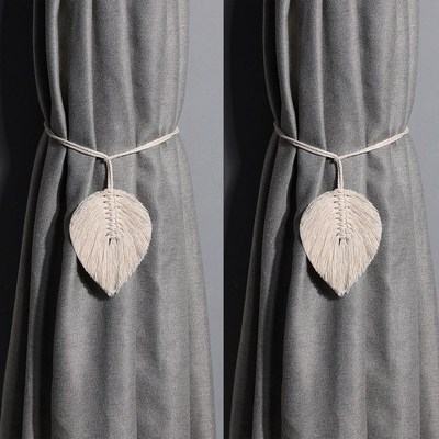 2 Pack Leaf Macrame Curtain Tiebacks Shaped Braided Curtain