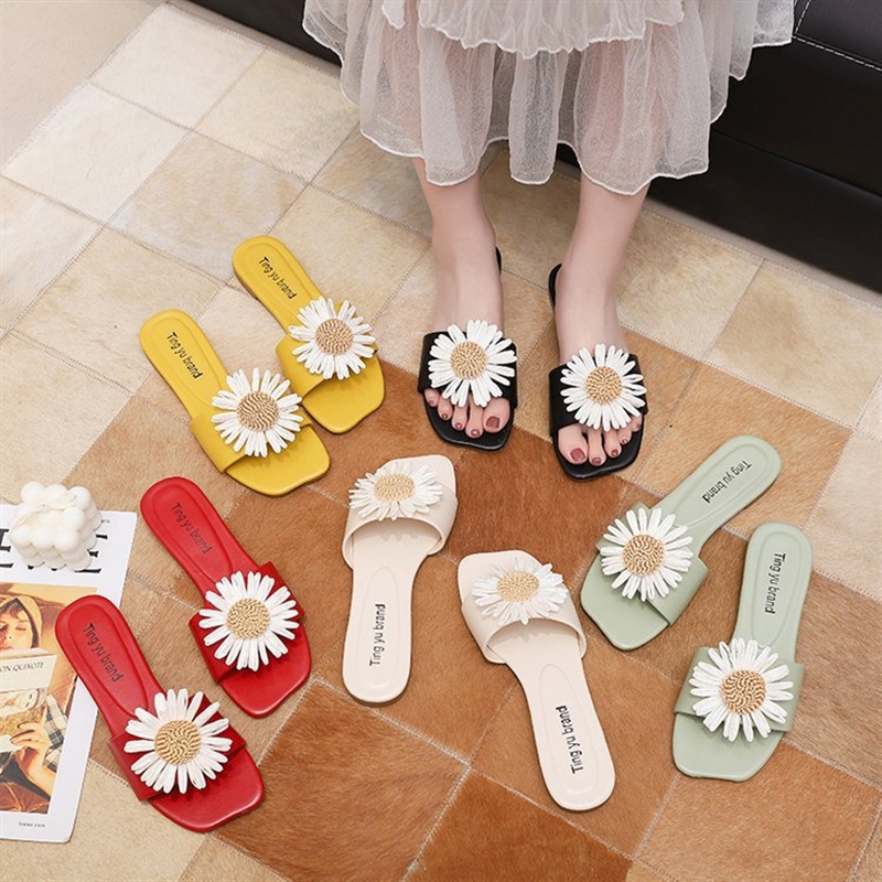 Factory Customized Suede Flower Sandal for Women Leopard Che