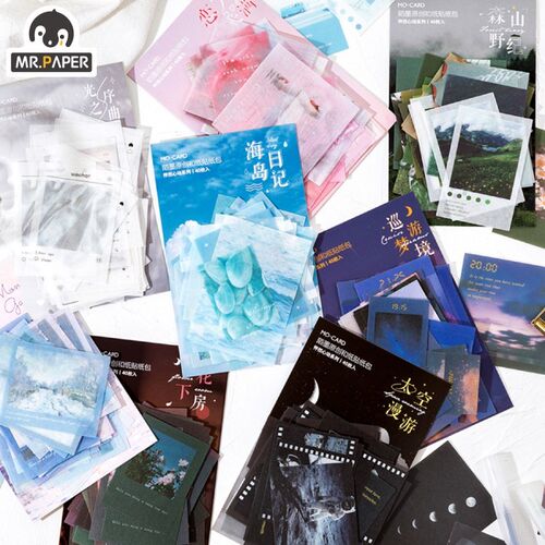 Mr.paper 8 Designs 40Pcs/lot Flipped Moon BLue Pink Deco St