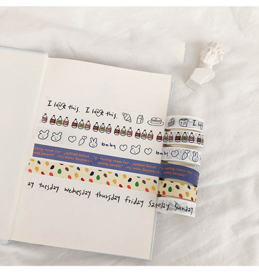 SIXONE Ins Simple Cartoon Washi Tape English Letter Hand Acc
