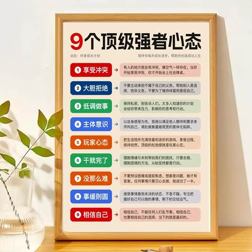 9个强者心态自我激励摆台送朋友闺蜜学生励志相框办公室桌面摆件
