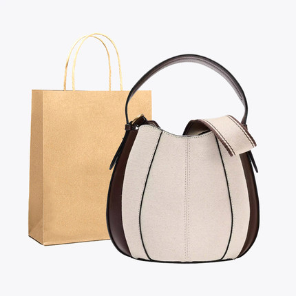 2025夏季新品女包时尚潮流百搭拼色通勤缉线饰束口斜挎手提水桶包