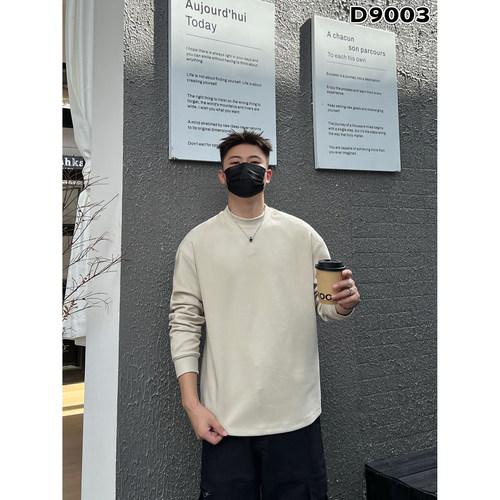 美式重磅半高领打底衫男女同款