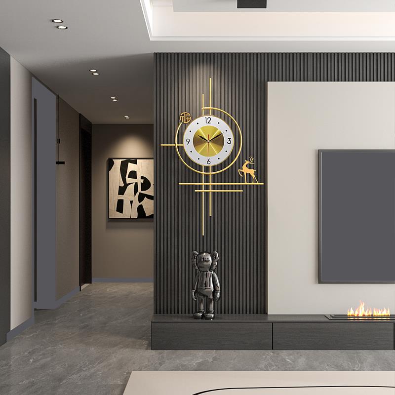2025新款创意客厅格栅挂钟艺术轻奢钟表简约现代大气静音时钟挂钟
