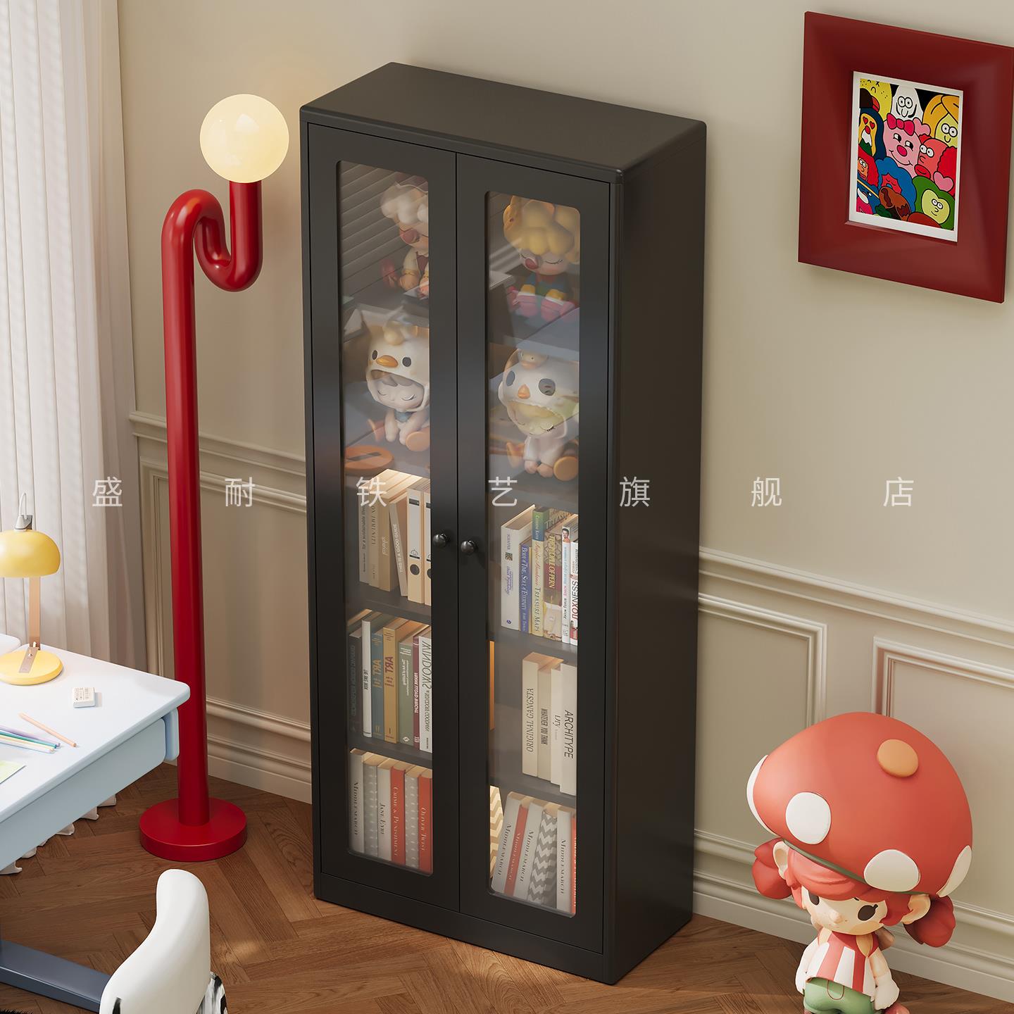 铁皮儿童书柜小户型住宅客厅角落书架储物柜卧室墙角展示柜置物柜