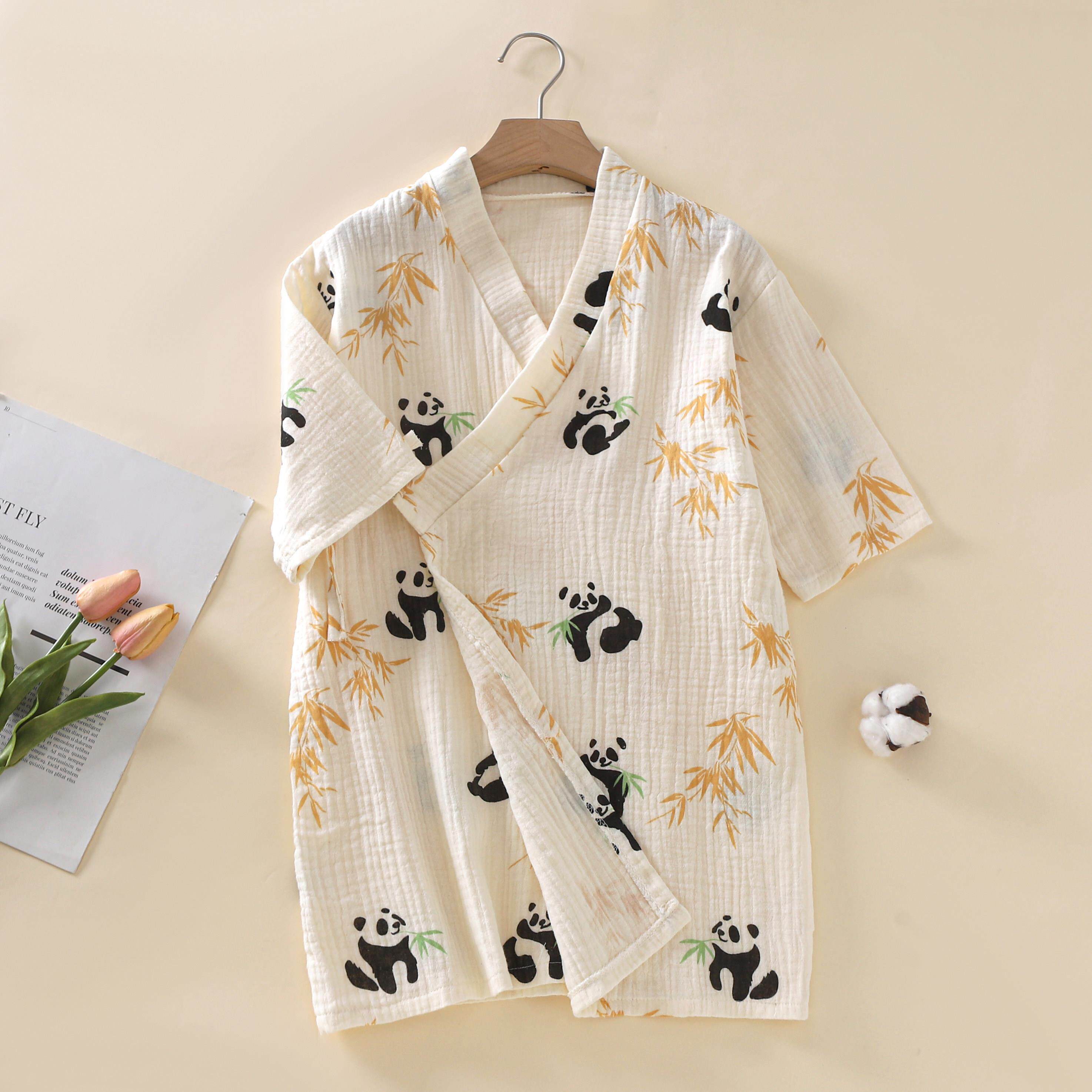 A类棉儿童睡衣夏季薄款浴巾浴袍宝宝卡通家居服睡袍空调服kd33