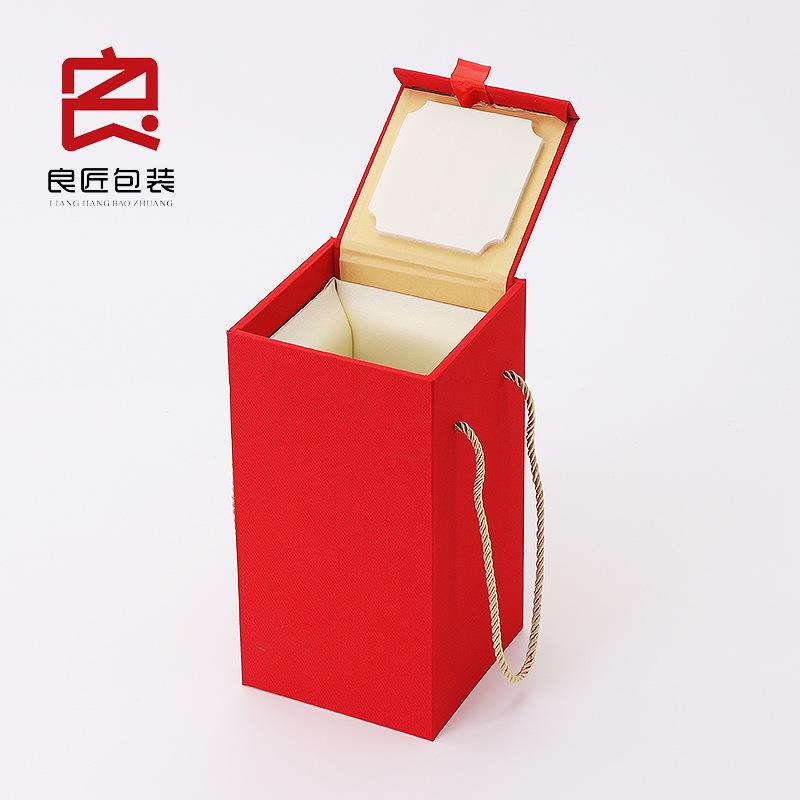 棉布麻酒礼LLP品盒单瓶型陶瓷瓶收纳酒盒白瓶酒红酒桶送礼包装矛