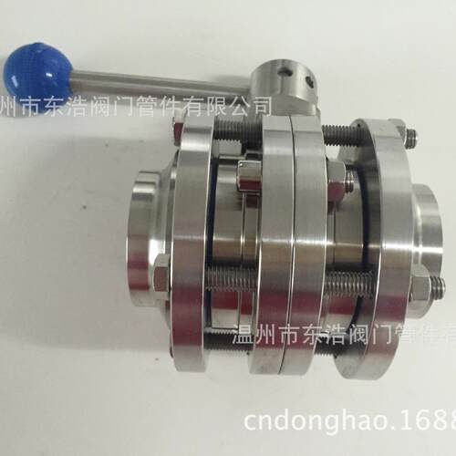 不生锈钢三片式蝶阀卫级304密封手动三阀段D61X-10P式蝶VALV软E定
