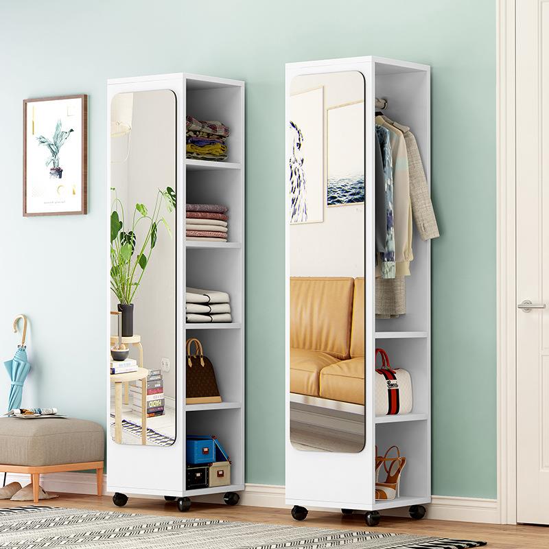 纳穿衣镜全家身落地镜收柜用简约多室功能旋转储物立体卧试1590衣