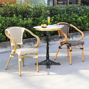 户桌231229 1外桌椅跨境编藤椅酒外店商业街工程外摆桌椅铝合金室
