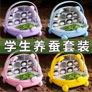 蚕宝宝学生养蚕套装太空培育舱饲养盒七彩色蚕茧活体蚕卵桑叶工具