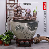 德梵蒂陶瓷鱼缸落地家用客厅循环流水鱼缸庭院阳台办公摆件养金鱼