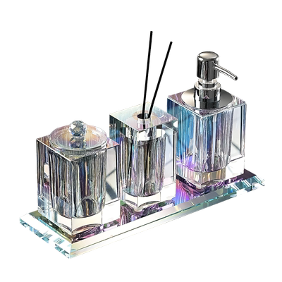 水晶玻璃浴室洗漱用品套件样板房卫生间洗手台香薰乳液瓶组合收纳