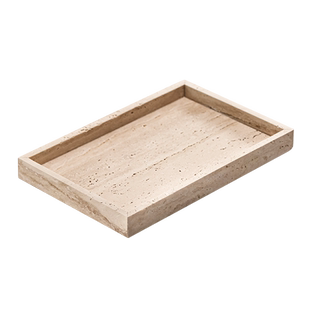 侘寂风天然黄洞石托盘置物架浴室洗漱台面收纳大理石酒店漱口杯架