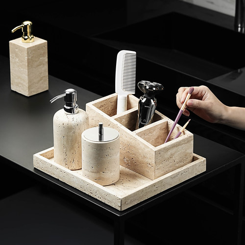 中古风大理石浴室置物架收纳盒