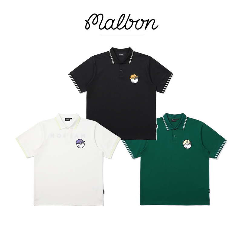 2024韩版夏季MALBON高尔夫服装男户外运动短袖速干透气百搭POLO衫