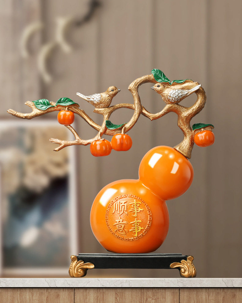 事事如意摆件新中式招财葫芦办公室摆设家居树脂工艺品