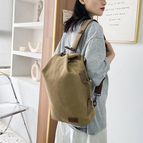 旅游斜挎包大容量双肩帆布背包