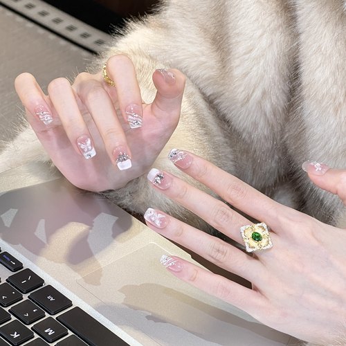 艺人仙气蝴蝶猫眼纯手工美甲穿戴甲超短款显白秋冬高级感指甲贴片