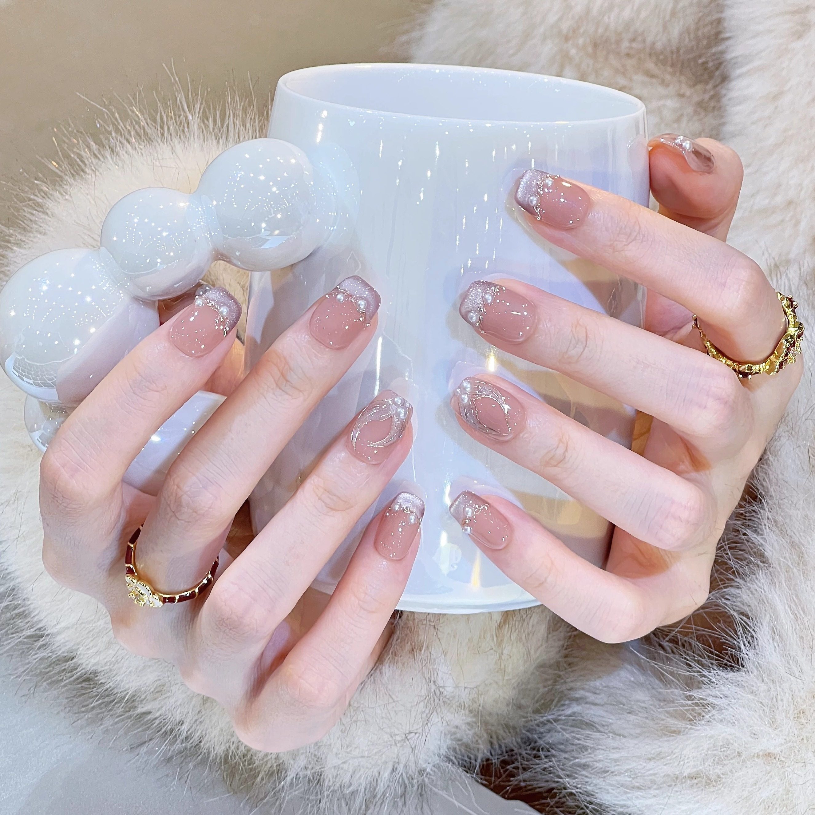 艺人超短款人鱼尾法式猫眼手工美甲穿戴甲轻奢显白高级感指甲贴片,彩妆/香水/美妆工具,穿戴甲/甲片,淘宝优惠券,粉丝福利购,淘宝优惠卷