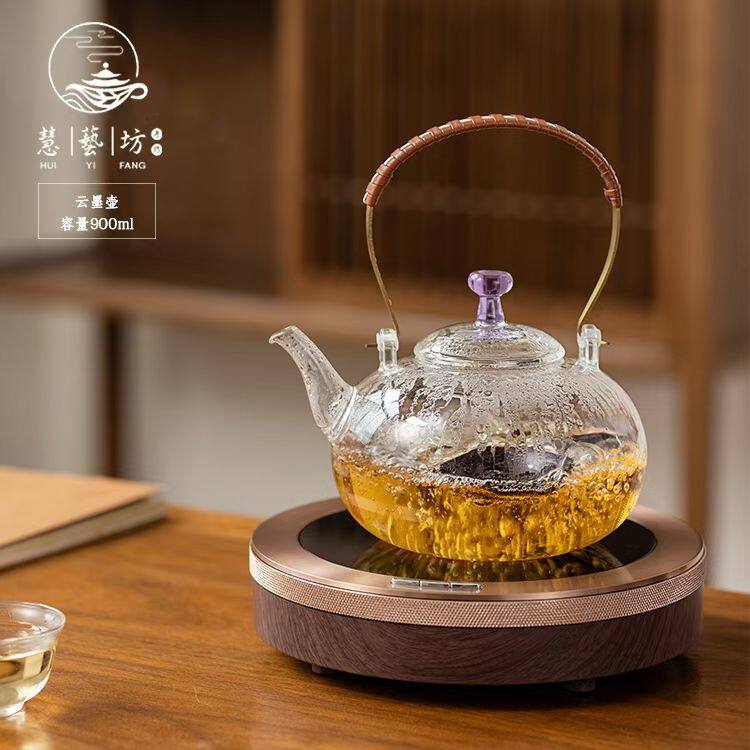 玻璃煮茶壶家用简约烧水壶养生花茶壶高硼硅耐热玻璃提梁壶加厚