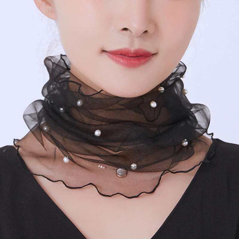 2026春秋网纱围脖女套头