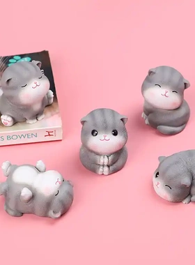 可爱猫咪桌面摆件树脂治愈系卡通动物装饰品小摆件