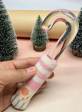 高硼硅玻璃拐杖+防滑猫爪套2cm*18cm摆拍道具光滑细腻无毛刺