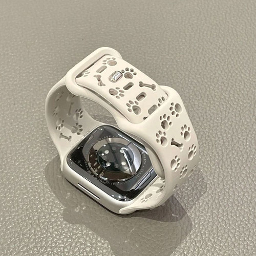 可爱镂空狗爪硅胶运动表带