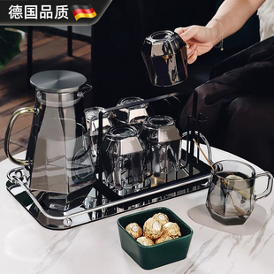 德国轻奢家用客厅茶杯水壶杯具高端极简水杯待客套装 耐热玻璃杯子