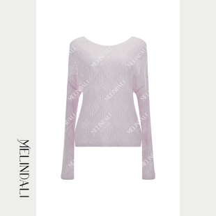 轻奢山羊绒桑蚕丝镂空针织罩衫 Melinda 早秋法式 糖霜 毛衣