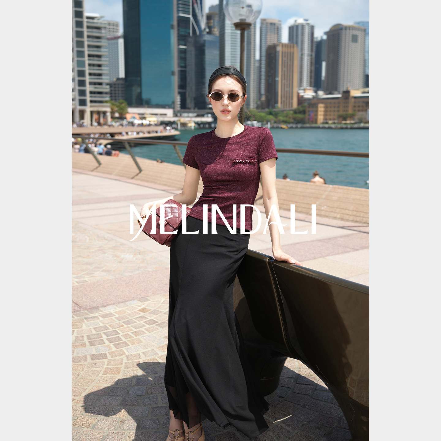 MELINDA LI【月下人鱼】黑标Omnia Piega薄纱修身鱼尾气质半裙