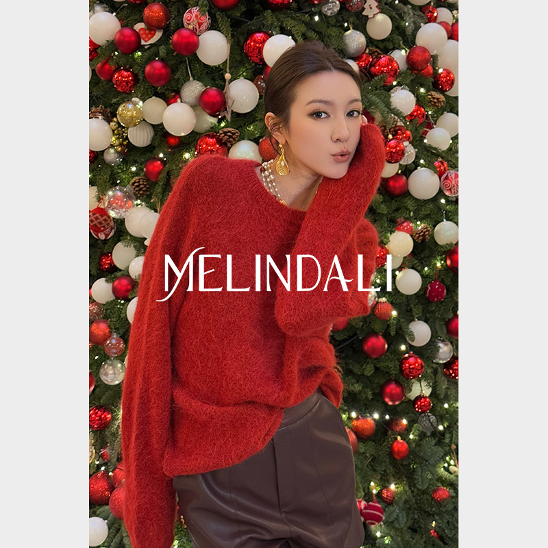 MELINDA LI【正当红】圣诞氛围限定款秘鲁羊驼毛定染色宽松毛衣