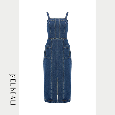 Melinda Li【波普美学】法式复古新疆棉水洗牛仔牛仔连衣裙