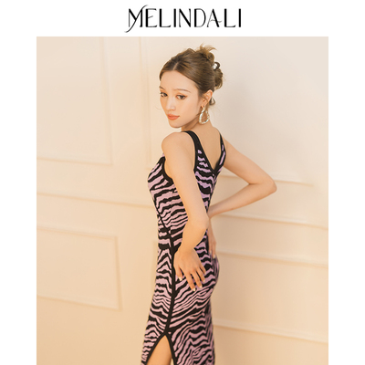 MelindaLI优雅针织吊带连衣裙