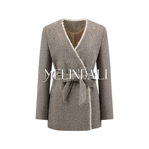 MELINDA LI【蒙田大道】梦颖私服复古老钱风绵羊毛粗呢外套秋冬