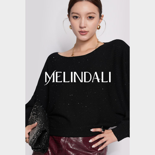 MELINDA LI【柔软星河】梦颖私服松弛感闪闪珠片纱蝙蝠长袖针织衫