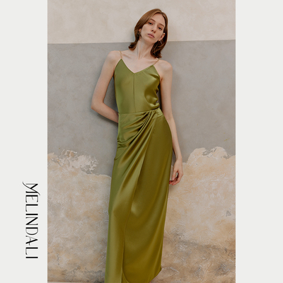 日本醋酸吊带连衣裙法式