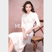 新中式 巴黎晚香玉 郁金香提花绵羊毛桑蚕丝旗袍连衣 MELINDA