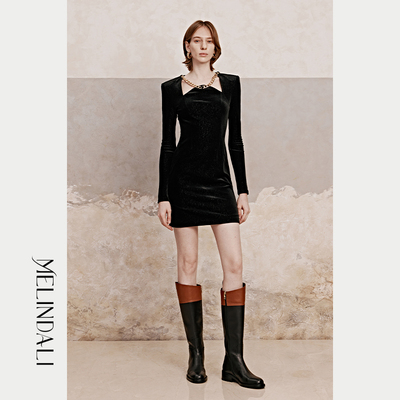 MELINDALI设计师丝绒连衣裙