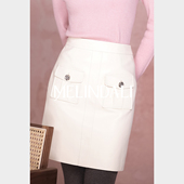 时髦百搭皮裙半身裙女漂亮出片冬季 小山茶皮裙 短裙 MELINDA