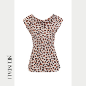 优雅起义 16MM桑蚕丝双绉豹纹上衣一片式 MELINDA 围裹裙套装